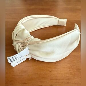 Anthropologie Everly Faux-Leather Knot Headband White NWT